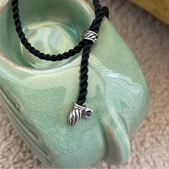 Authentic David Yurman Rob Adjustable Black Silver Bracelet Jewelry NWOT - Picture 4 of 5